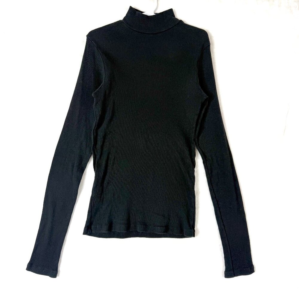 Brandy Melville Ribbed Turtleneck Long Sleeve Fitted Top Womens One Size Black